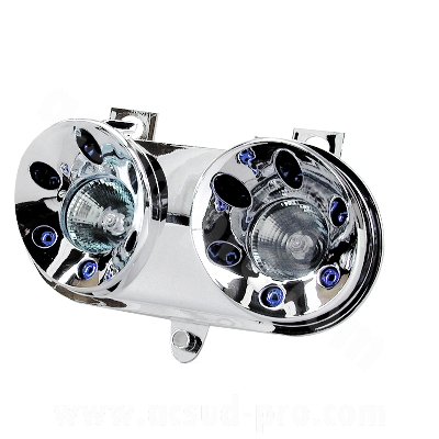 Double optique adaptable halogène chrome / bleu YAMAHA ROCKET