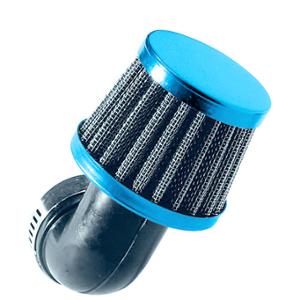 Filtre à air adaptable type KN coude 90° diamètre 28/35 bleu pour Scooter, Mécaboite, Mobylette, Maxi Scooter, Moto, Quad
