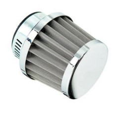 Filtre à air adaptable type KN small droit Ø28/35 chrome pour Scooter, Mécaboite, Mobylette, Maxi Scooter, Moto, Quad