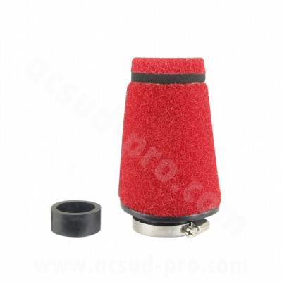 Filtre à air adaptable mousse small Ø28/35 rouge pour Scooter, Mécaboite, Mobylette, Maxi Scooter, Moto, Quad