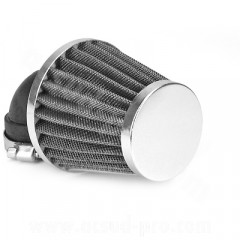 Filtre à air adaptable Coude Ø28/35 Chrome pour Scooter, Mécaboite, Mobylette, Maxi Scooter, Moto, Quad