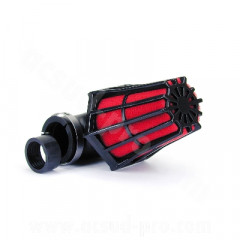 Filtre à air adaptable R 90° Ø35/28 noir/rouge pour Scooter, Mécaboite, Mobylette, Maxi Scooter, Moto, Quad