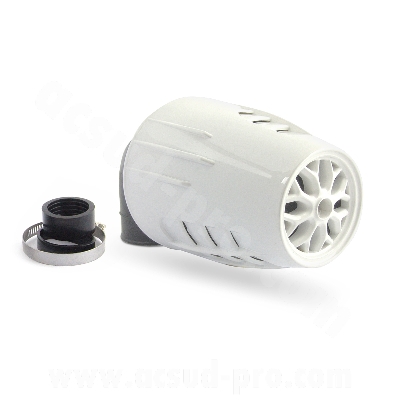 Filtre à air adaptable 90° Ø35/28 blanc pour Scooter, Mécaboite, Mobylette, Maxi Scooter, Moto, Quad