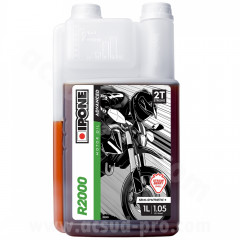 Huile 2 temps Ipone R2000 RS semi-synthèse senteur fraise 1L pour Scooter, Mécaboite, Mobylette, Moto, Quad, Maxi Scooter