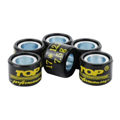 Galets x6 Top Performances 17x12 7,5g pour Suzuki 50 Katana 1997-1999, Aprilia 50 Scarabeo, SR Di-Tech 1998-2004, Derbi 50 Atlantis