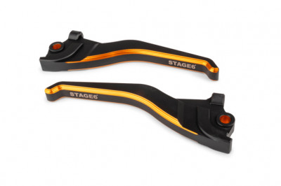 Leviers de frein Stage6 CNC Noir/Orange pour MBK Nitro/Aerox