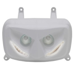 Double optique Replay RR8 blanc avec leds blanches pour MBK 50 Booster 2004+ / Yamaha 50 BWS 2004+