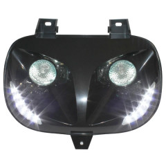 Double optique Replay RR8 noir avec LEDs blanches pour MBK 50 Booster 1999-2003 et Yamaha 50 BWS 1999-2003