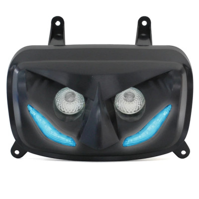Double optique Replay noir avec leds bleu pour scooter MBK 50 Booster / Yamaha 50 BWS après 2004