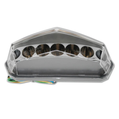 Feu arrière adaptable avec stop + clignotant LED transparent homologué CE pour 50 à boîte Derbi Senda DRD, X-Race, X-Treme
