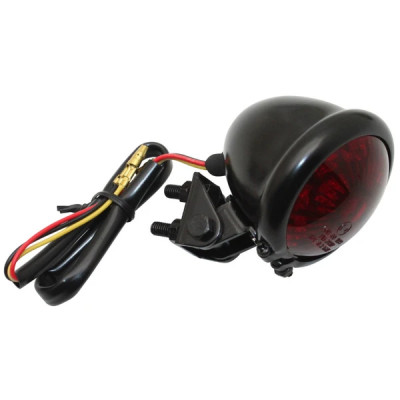 Feu arrière Replay rond acier rouge/noir à leds avec stop et feu de position (8 leds rouges) homologué CE