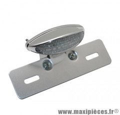 Feu arrière adaptable ovale à LEDs transparent/chrome avec feu stop + position + éclairage plaque homologué CE