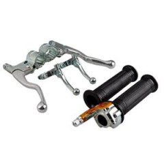 Kit poignée gaz avec levier adaptable chrome pour mob Peugeot 103, MBK 51