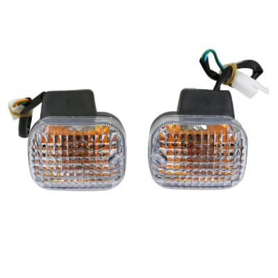 Clignotants avant adaptable transparent/noir homologués CE pour scooter MBK 50 Stunt/Yamaha 50 Slider 2004+ (paire)
