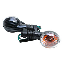 Clignotants adaptables transparents carbone homologués CE pour scooter Peugeot 50 Ludix (paire)