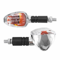 Clignotants universels adaptable transparents/chrome base longue homologués CE PAIRE