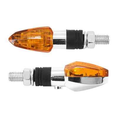 Clignotant universel Replay micro flèche à ampoule orange-chrome homologué CE Paire