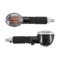 Clignotant universel Replay micro ovale transparent/carbone homologué CE (paire)