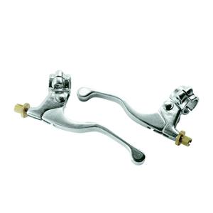 Levier de frein adaptable aluminium court poli pour cyclomoteur (paire)