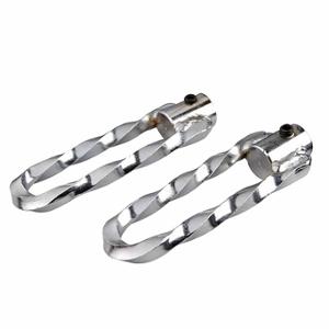 Repose pied adaptable U torsade acier chrome pour Peugeot 103 / MBK 51 (paire)