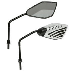Rétroviseur Replay blanc tige noir diamètre 8mm (paire) pour scooter