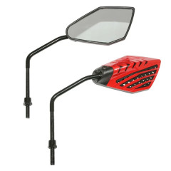 Rétroviseur Replay rouge tige noire diamètre 8mm (paire) pour scooter