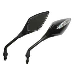 Rétroviseur Replay noir brillant imitation leds tige diamètre 10 (vendu à la paire)