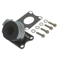 Pipe admission Replay Aluminium + manchon pour 50 à boîte, diamètre intérieur 24mm, pour Minarelli AM6, MBK X-Power, Yamaha TZR, Peugeot XPS, Rieju RS1, SMX PHVA/PHBG.