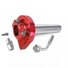 Poignée gaz adaptable alu CNC rouge avec vis creuse 10x125