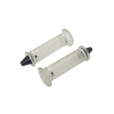 Revêtement / poignée adaptable transparent carbone - CLOSED END (PAIRE)