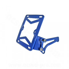 Support latéral plaque immatriculation adaptable bleu anodisé pour scooter MBK Booster, Nitro
