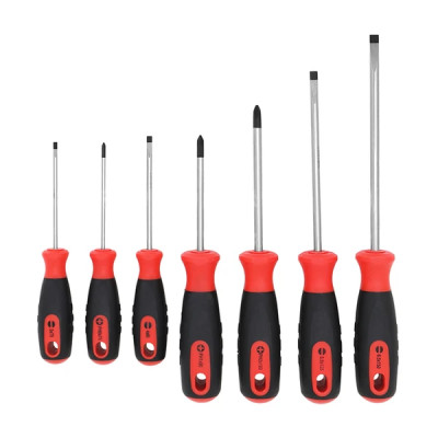 Jeu de 7 tournevis adaptable 4 plats 3, 4, 5.5, 6.5mm + 3 cruciformes PH0, PH1, PH2