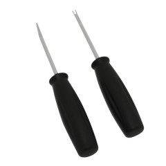 Démonte fil dans connecteur adaptable permet de sortir les cosses du connecteur en poussant le clip et facilite le remontage avec tournevis fourche