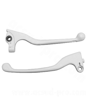 Leviers de frein adaptable blancs pour scooter 50 Peugeot Ludix, Speedfight (la paire)