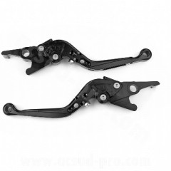 Leviers en aluminium CNC adaptable noir pour maxi scooter Yamaha Majesty 400 / TMAX 500cc 2001-2007 (la paire)