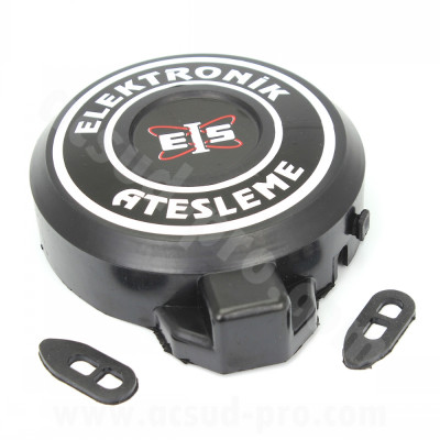 Cache volant allumage adaptable noir avec 2 attaches pour cyclomoteur Peugeot 103