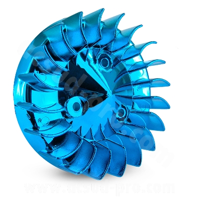 Turbine TNT bleu anodisé moteurs Minarelli A/C pour scooters MBK Booster, Stunt, Slider, Ovetto et Yamaha BWS, Neos