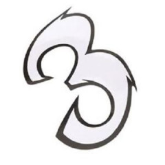 Autocollant adaptable numéro 3 blanc L13