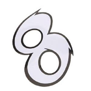 Autocollant adaptable numéro 8 blanc L13