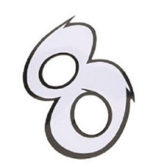 Autocollant adaptable numéro 8 blanc L13