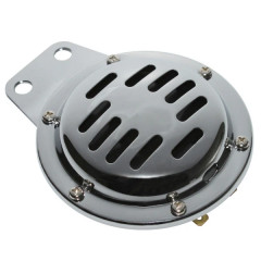 Avertisseur klaxon adaptable 12V acier chrome 105dB diamètre 100mm pour moto