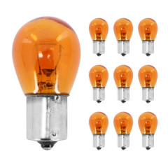 Ampoules clignotants adaptable 12V 21W norme P21W culot BA15s orange boîte de 10