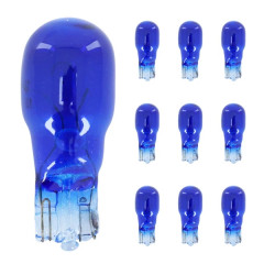 Ampoule lampe compteur adaptable 12V 10W culot W2,1x9,5d norme W10W wedge bleu boîte de 10