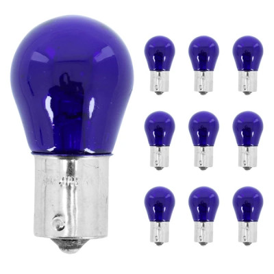 Ampoules de frein et clignotant adaptable 12V 21W norme P21W culot BA15s bleu boîte de 10