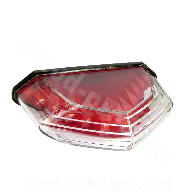 Feu arrière adaptable LED transparent / fond rouge DERBI SENDA 50 à boîte
