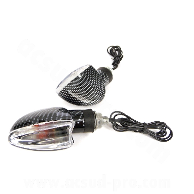 Clignotants adaptable démon carbone / blanc 10W (la paire)