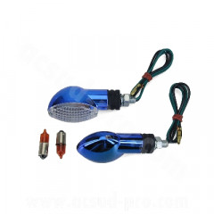 Clignotants adaptable Ovalia bleu / blanc 21/10W 1909 (la paire)