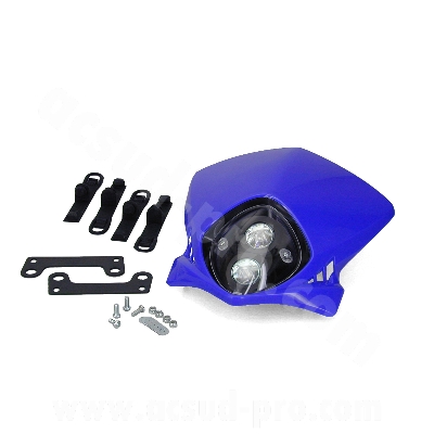 Tête de fourche adaptable bi halogène bleu pour enduro