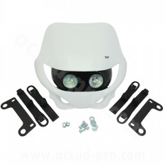 Tête de fourche adaptable halogène double optique blanc