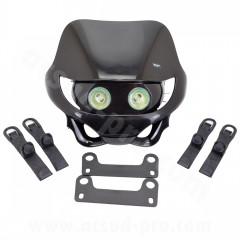 Tête de fourche adaptable halogène double optique noir